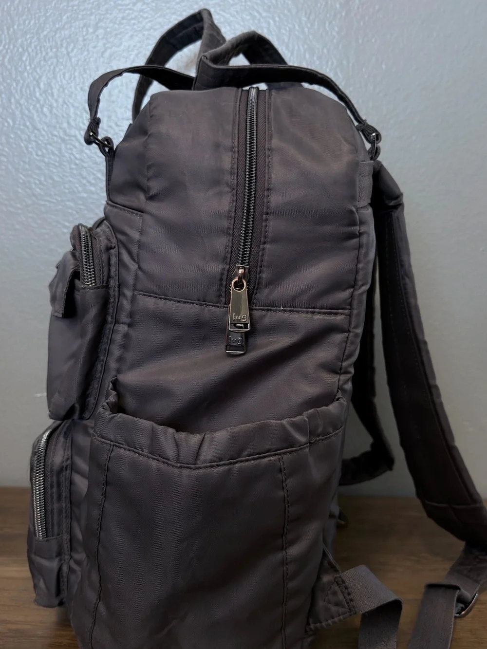Compact Black Nylon Backpack by Lug